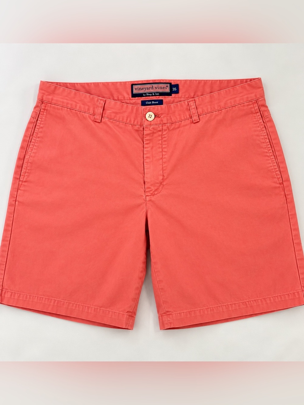 Vineyard Vines Club Shorts Men’s 35 Coral Salmon Pink 9” Cotton Chino